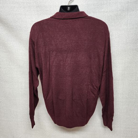 Men's Polo Long Sleeve Sweater Geoffrey Beene XL Maroon 90s Business Casual - Picture 5 of 8